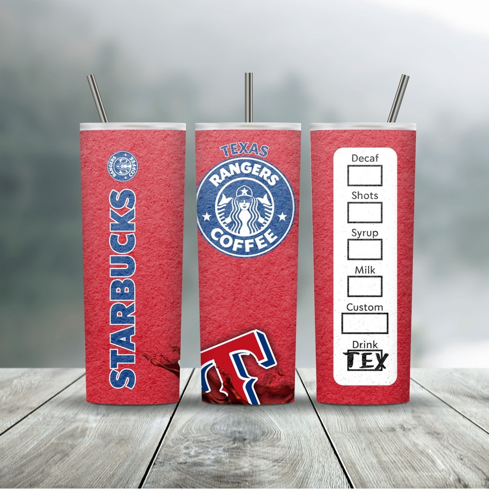HANDMADE Texas Rangers/Starbucks Insulated Tumbler